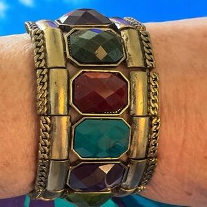 Vintage Multicolor Gemstone Stretch Bracelet